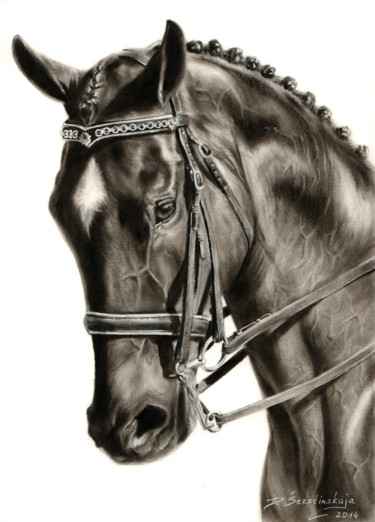 Peinture intitulée "Horse" par Danguole Serstinskaja, Œuvre d'art originale, Huile