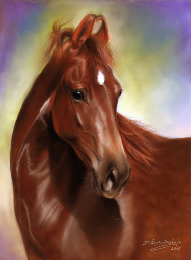 绘画 标题为“Marwari Horse” 由Danguole Serstinskaja, 原创艺术品