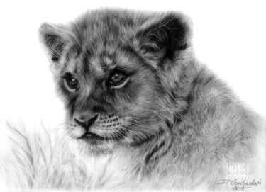 Peinture intitulée "Lion Cub II" par Danguole Serstinskaja, Œuvre d'art originale, Huile