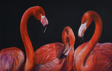 Dessin intitulée "Flamingo" par Danguole Serstinskaja, Œuvre d'art originale, Pastel