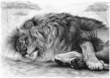 Картина под названием "Lion" - Danguole Serstinskaja, Подлинное произведение искусства, Масло
