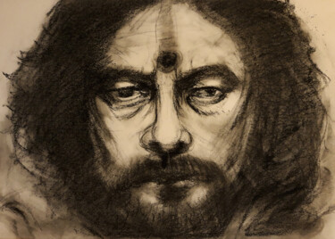 Drawing titled "Sadhu 14/01/2022" by Animesh Roy, Original Artwork, Charcoal