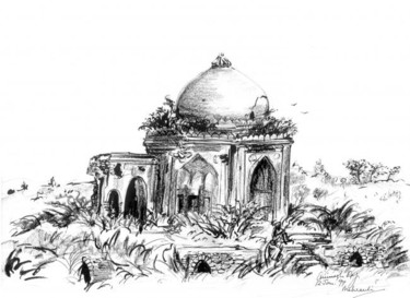Drawing titled "Mahrauli" by Animesh Roy, Original Artwork, Other