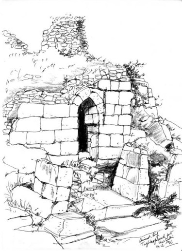 Drawing titled "Tughlaqabad Fort3" by Animesh Roy, Original Artwork, Other