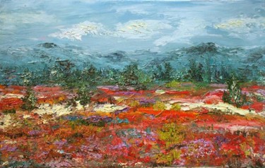 Painting titled "Poppy Vetch fields" by Animesh Roy, Original Artwork