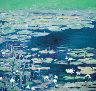 Painting titled "Lotus" by Animesh Roy, Original Artwork, Oil