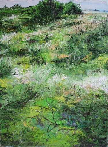 Painting titled "Meadows on a Summer…" by Animesh Roy, Original Artwork, Oil