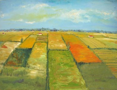 Painting titled "Fields3" by Animesh Roy, Original Artwork, Oil