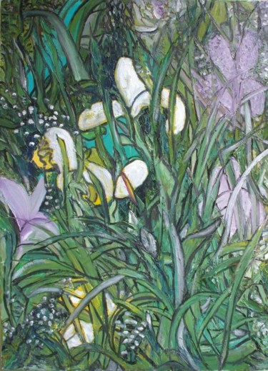 Painting titled "Irises-III" by Animesh Roy, Original Artwork