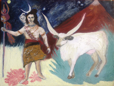 Pittura intitolato "Шива и Камадхена" da Ianina Chuprina, Opera d'arte originale, Olio