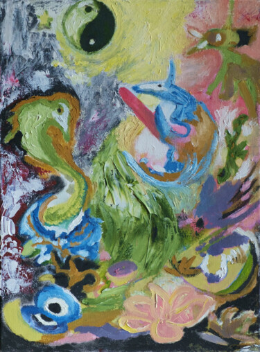 Pittura intitolato "Инь -Ян" da Ianina Chuprina, Opera d'arte originale, Olio
