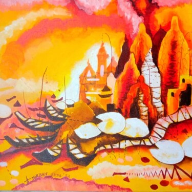 Painting titled "Vibrant Ghats of Va…" by Anirban Seth, Original Artwork, Acrylic