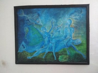 Картина под названием "UNDER WATER FOSSIL" - Anirban Naskar, Подлинное произведение искусства, Пастель