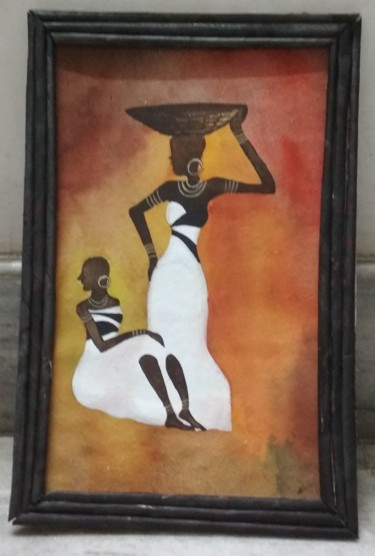Картина под названием "TRIBAL WORKING GIRL" - Anirban Naskar, Подлинное произведение искусства, Акварель