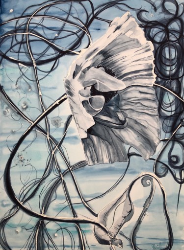 Peinture intitulée "Arraché à la vie" par Anirbas, Œuvre d'art originale, Aquarelle Monté sur Panneau de bois