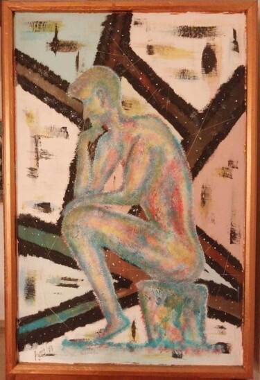 Ζωγραφική με τίτλο "Le penseur" από Anis El Kamel, Αυθεντικά έργα τέχνης, Ακρυλικό