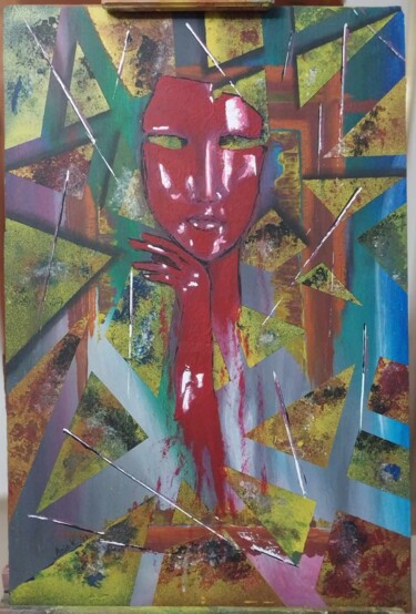 Malerei mit dem Titel "Statique" von Anis El Kamel, Original-Kunstwerk, Acryl