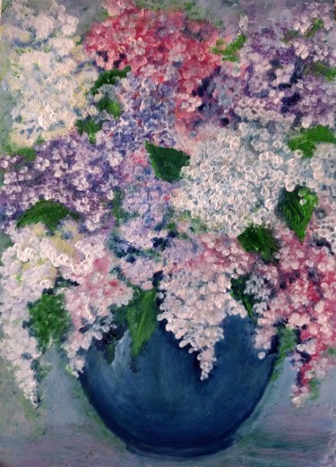 Painting titled "Lilac bouquet" by Anisia Grigor, Original Artwork, Acrylic