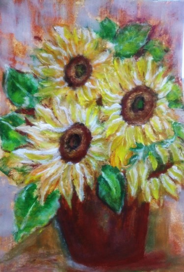 Painting titled "Sunflower" by Anisia Grigor, Original Artwork, Acrylic
