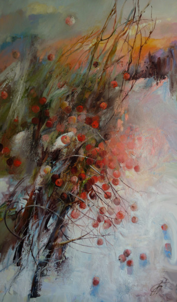 Картина под названием "Wild apple tree" - Galina Anisimova, Подлинное произведение искусства, Масло Установлен на Деревянная…