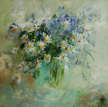 Картина под названием "I love flowers. Cha…" - Galina Anisimova, Подлинное произведение искусства, Масло Установлен на Дерев…