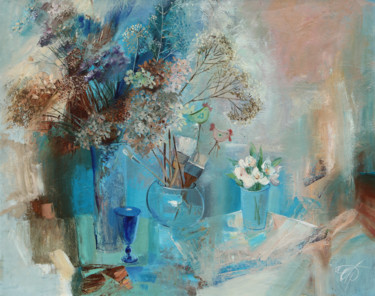 Картина под названием "The artist is waiti…" - Galina Anisimova, Подлинное произведение искусства, Масло Установлен на Дерев…