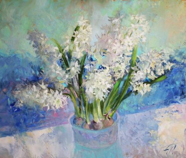 Картина под названием "Hyacinths" - Galina Anisimova, Подлинное произведение искусства, Масло Установлен на Деревянная рама…