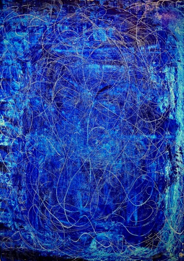 Peinture intitulée "The deep blue sea" par Anissa B, Œuvre d'art originale, Acrylique Monté sur Carton