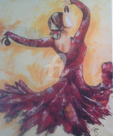Malerei mit dem Titel "la danseuse de flam…" von Anita Boche, Original-Kunstwerk, Acryl