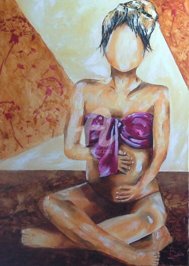 Peinture intitulée "le ptit coeur" par Anita Boche, Œuvre d'art originale, Acrylique