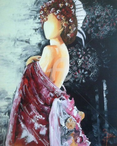 Peinture intitulée "la femme fleur" par Anita Boche, Œuvre d'art originale, Acrylique