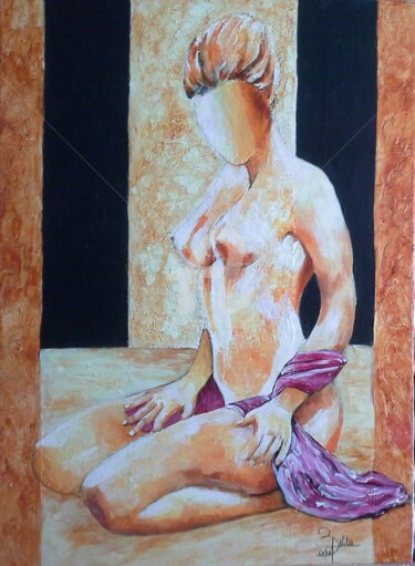 Peinture intitulée "en toute intimité" par Anita Boche, Œuvre d'art originale, Acrylique