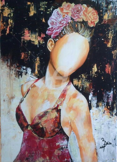 Pintura titulada "la coiffure de fleu…" por Anita Boche, Obra de arte original, Acrílico