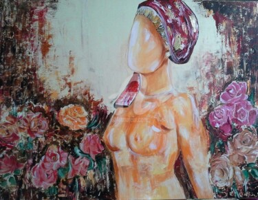 Peinture intitulée "Parmis les fleurs" par Anita Boche, Œuvre d'art originale, Acrylique