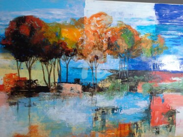 Pintura intitulada "les arbres des bord…" por Anita Boche, Obras de arte originais, Acrílico