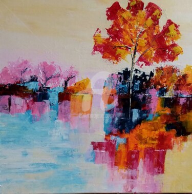 Painting titled "la rive du bord de…" by Anita Boche, Original Artwork, Acrylic