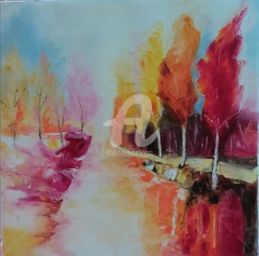 Painting titled "LE PETIT CANAL" by Anita Boche, Original Artwork, Oil