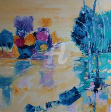 Painting titled "la riviere a des ai…" by Anita Boche, Original Artwork, Oil
