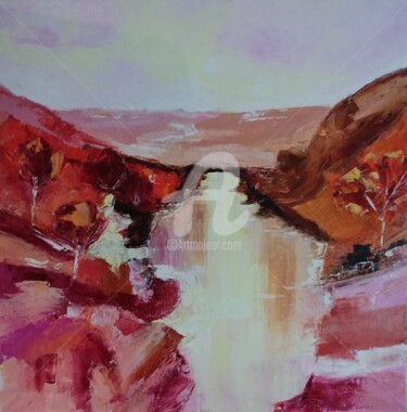 Painting titled "VERS LE BARRAGE" by Anita Boche, Original Artwork, Oil