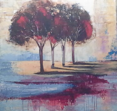 Painting titled "les quatre arbres" by Anita Boche, Original Artwork, Acrylic