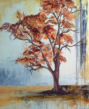 Malerei mit dem Titel "l arbre doré" von Anita Boche, Original-Kunstwerk, Acryl