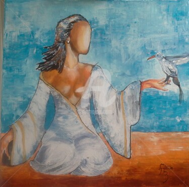 Peinture intitulée "l oiseau de la paix" par Anita Boche, Œuvre d'art originale, Acrylique