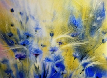 绘画 标题为“Bleuets” 由Anita Bruzzo, 原创艺术品, 水彩