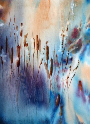 Peinture intitulée "Fuseaux" par Anita Bruzzo, Œuvre d'art originale, Aquarelle