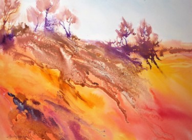 Peinture intitulée "Ocres" par Anita Bruzzo, Œuvre d'art originale, Aquarelle