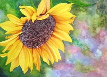 Painting titled "Sunflower" by Anita Burnaz, Original Artwork, Watercolor