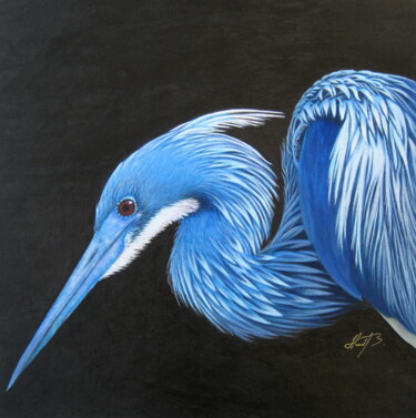Malerei mit dem Titel "Tricolored heron" von Anita Burnaz, Original-Kunstwerk, Aquarell
