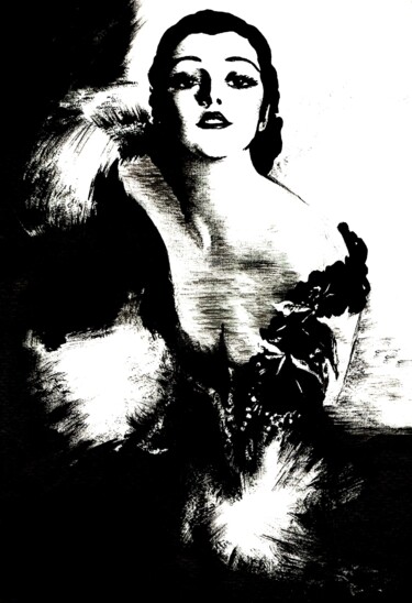 Painting titled "Retro Woman" by Anita Burnaz, Original Artwork, Ink