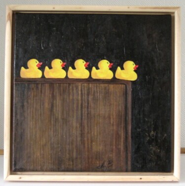 Painting titled "Rubby Ducks" by Anita Burnaz, Original Artwork, Oil
