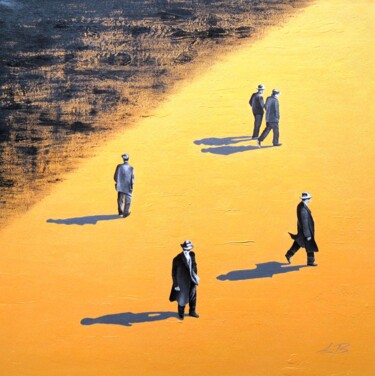 Malerei mit dem Titel "Scattered in yellow…" von Anita Burnaz, Original-Kunstwerk, Öl